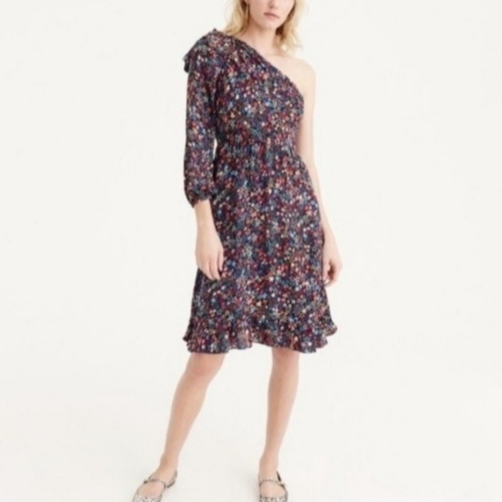 NWT J. Crew Kaleidoscope Celestial Print Colorful One-Shoulder Dress